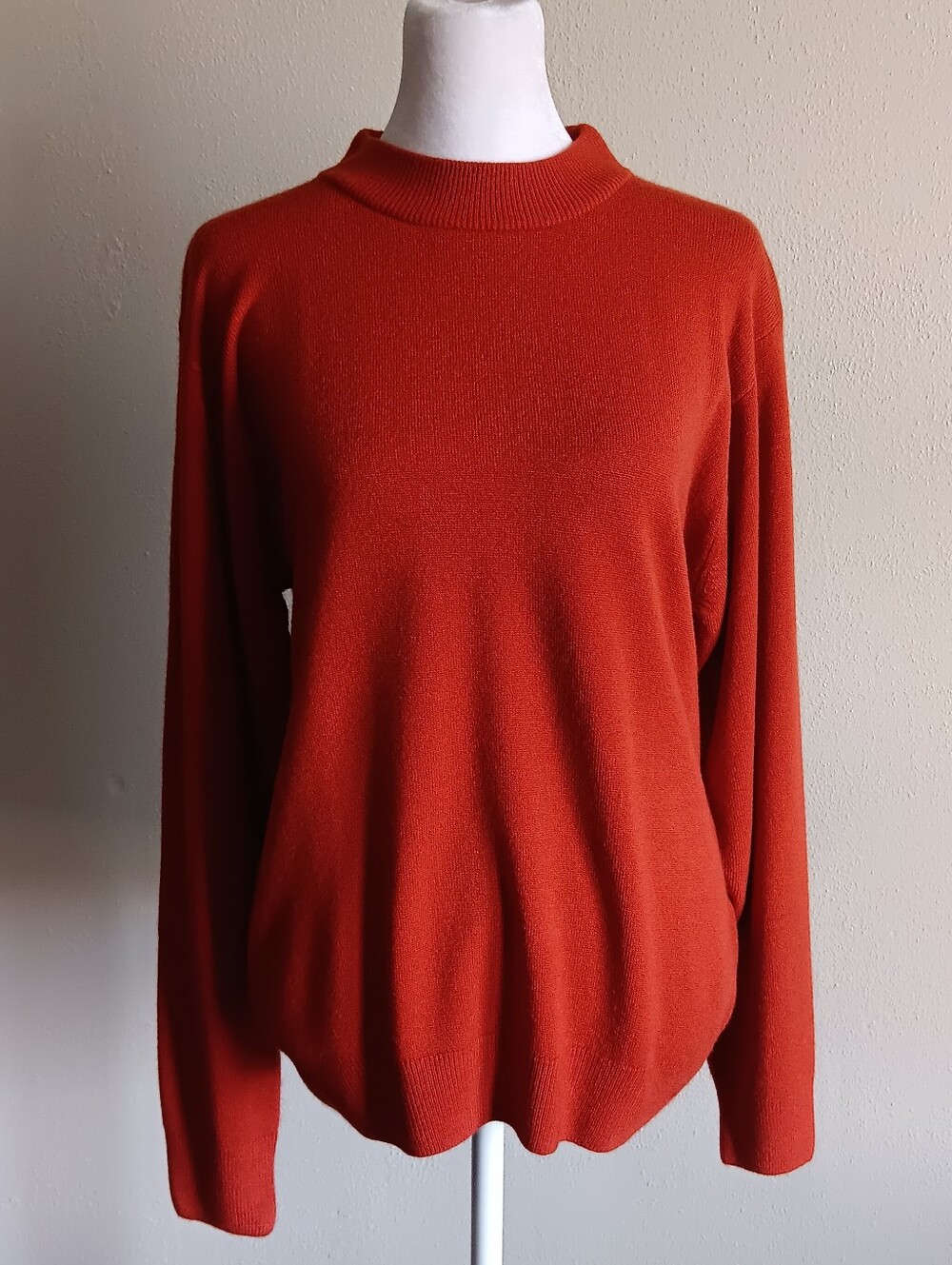 Sag Harbor Classic Women's Mock Neck Sweater Rust Orange, Size Small, Casual
